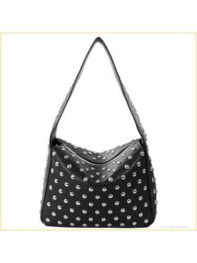 Studded Shoulder Bag Y2K Punk Vegan Leather Small Handbag Streetwear